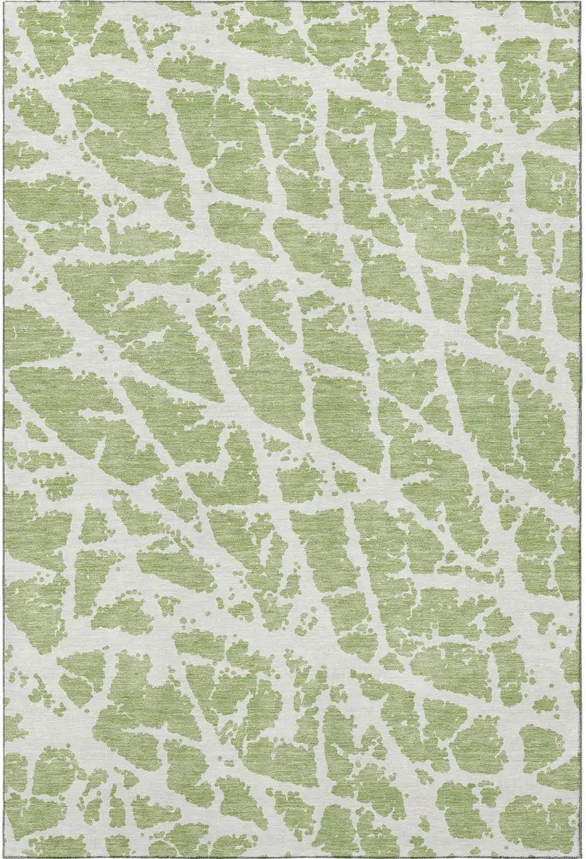Fern Green And Ivory Abstract Washable Area Rug With UV Protection Photo 3