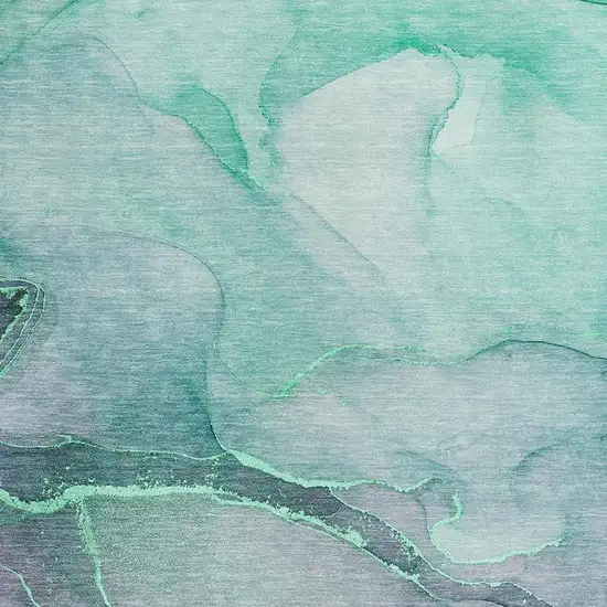 Fern Green And Ivory Abstract Washable Area Rug With UV Protection Photo 3