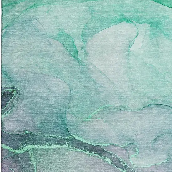 Fern Green And Ivory Abstract Washable Area Rug With UV Protection Photo 3