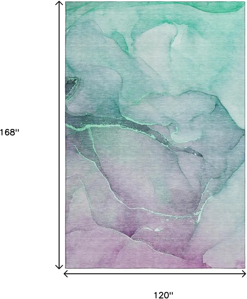 Fern Green And Ivory Abstract Washable Area Rug With UV Protection Photo 3