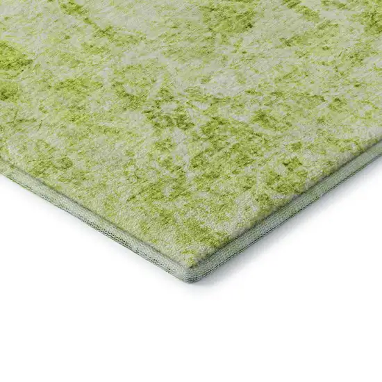 Fern Green And Ivory Abstract Washable Area Rug With UV Protection Photo 7