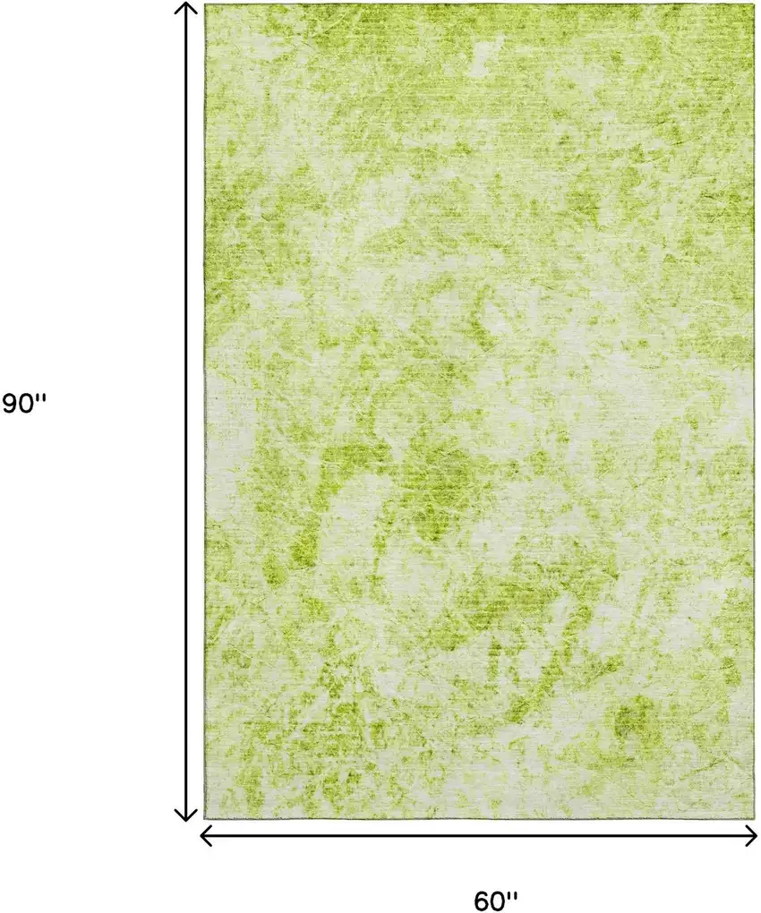 Fern Green And Ivory Abstract Washable Area Rug With UV Protection Photo 3