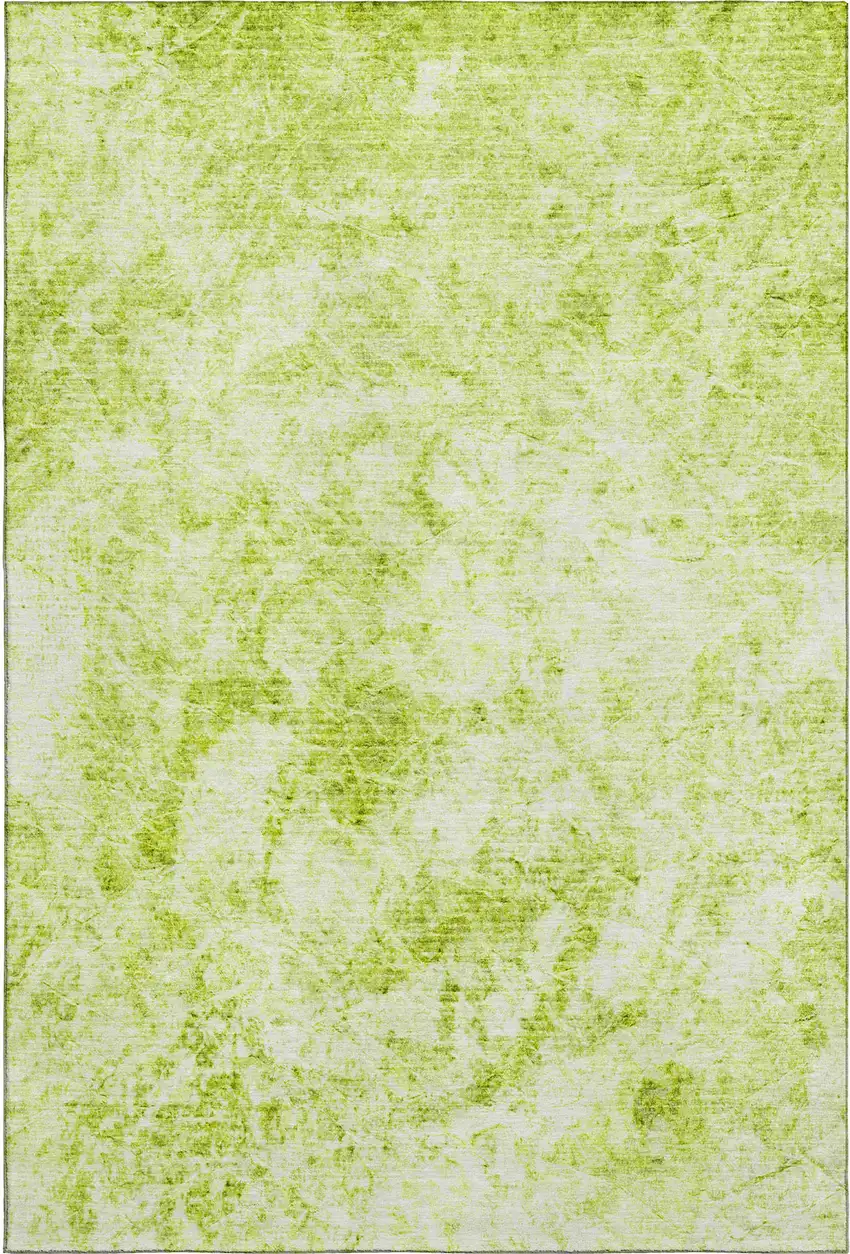 Fern Green And Ivory Abstract Washable Area Rug With UV Protection Photo 1