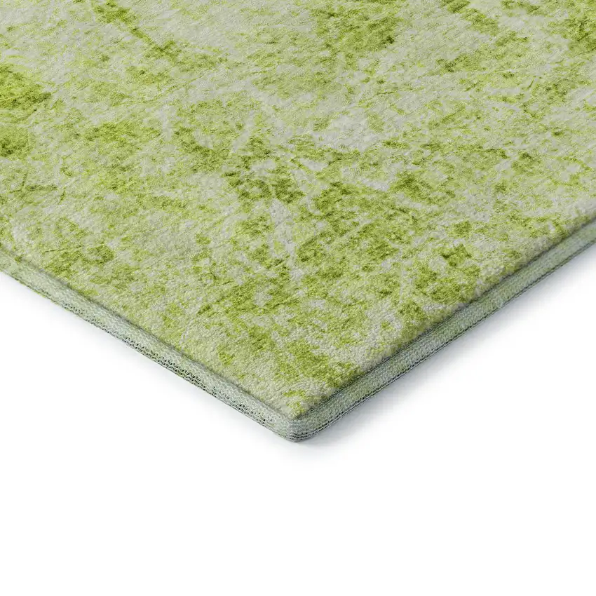 Fern Green And Ivory Abstract Washable Area Rug With UV Protection Photo 7