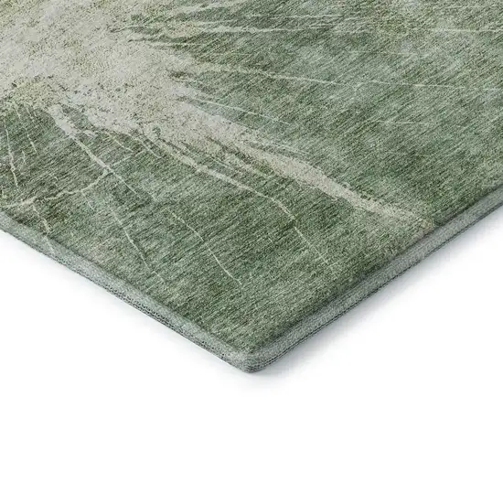 Fern Green And Ivory Abstract Washable Area Rug With UV Protection Photo 6