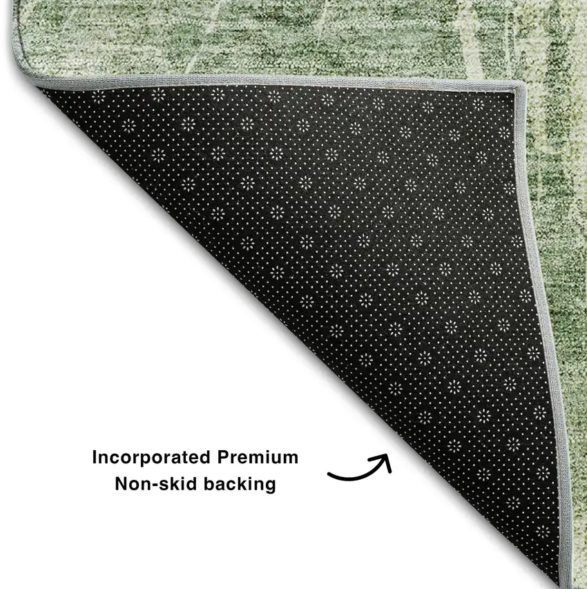 Fern Green And Ivory Abstract Washable Area Rug With UV Protection Photo 5