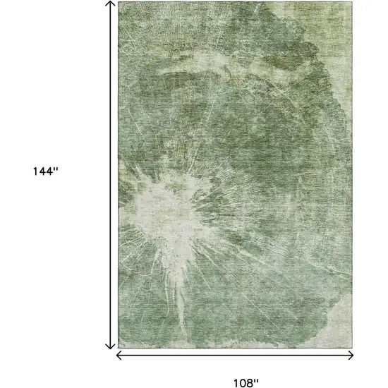 Fern Green And Ivory Abstract Washable Area Rug With UV Protection Photo 3