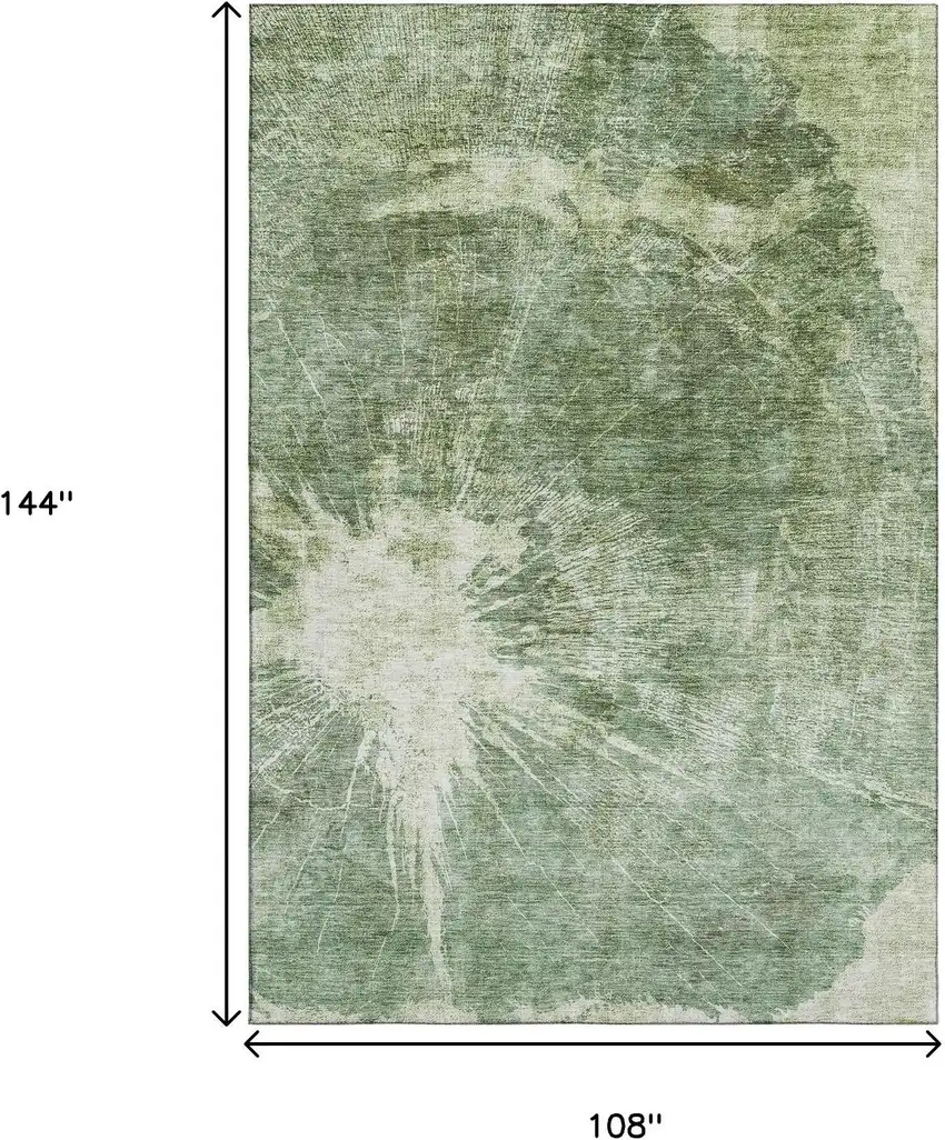 Fern Green And Ivory Abstract Washable Area Rug With UV Protection Photo 3