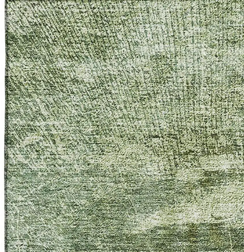 Fern Green And Ivory Abstract Washable Area Rug With UV Protection Photo 3