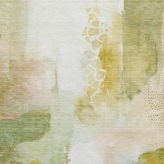 Fern Green And Ivory Abstract Washable Area Rug With UV Protection Photo 3