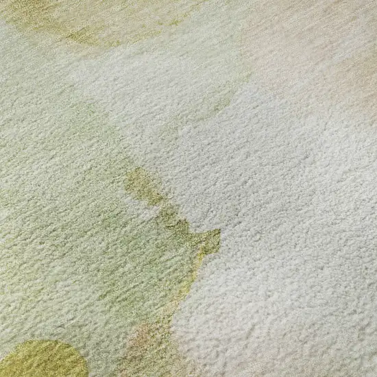 Fern Green And Ivory Abstract Washable Area Rug With UV Protection Photo 8