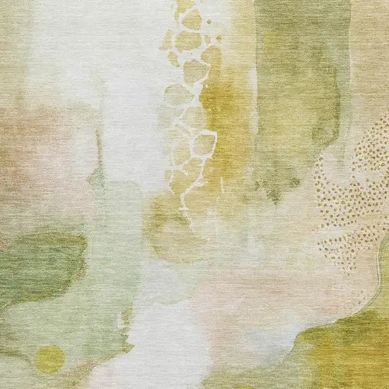 Fern Green And Ivory Abstract Washable Area Rug With UV Protection Photo 3