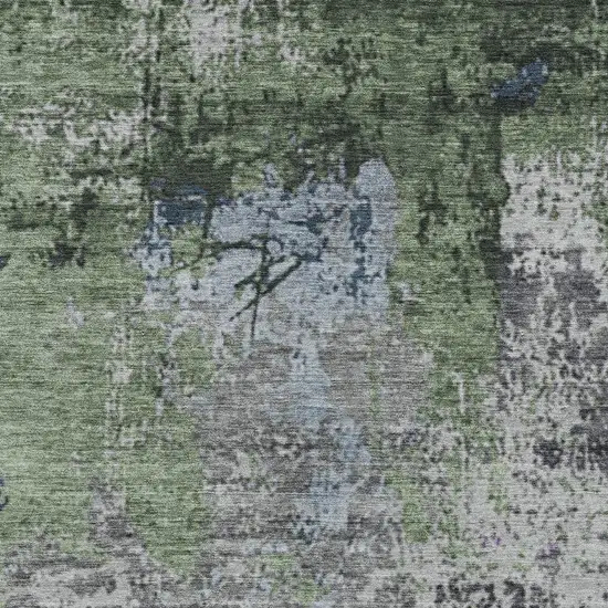Fern Green And Ivory Abstract Washable Indoor Outdoor Area Rug Photo 7