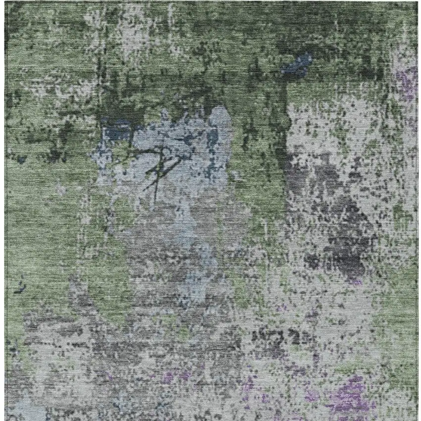 Fern Green And Ivory Abstract Washable Indoor Outdoor Area Rug Photo 9