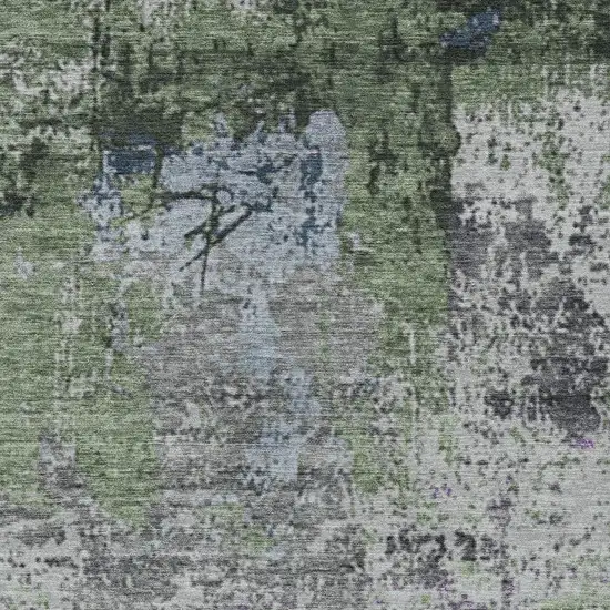 Fern Green And Ivory Abstract Washable Indoor Outdoor Area Rug Photo 3