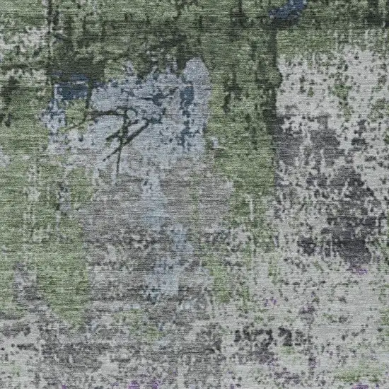 Fern Green And Ivory Abstract Washable Indoor Outdoor Area Rug Photo 3