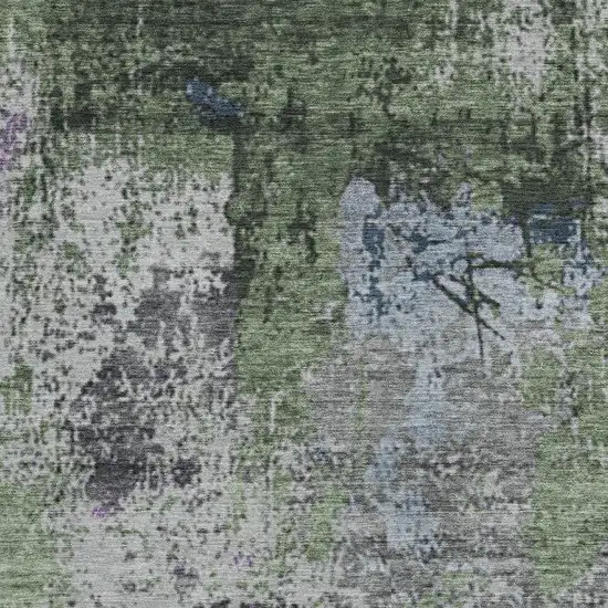 Fern Green And Ivory Abstract Washable Indoor Outdoor Area Rug Photo 3