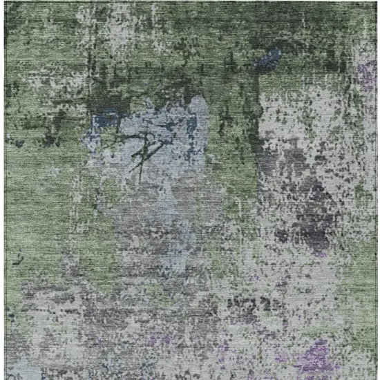 Fern Green And Ivory Abstract Washable Indoor Outdoor Area Rug Photo 9