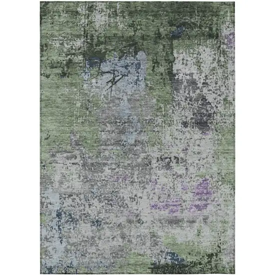 Fern Green And Ivory Abstract Washable Indoor Outdoor Area Rug Photo 1