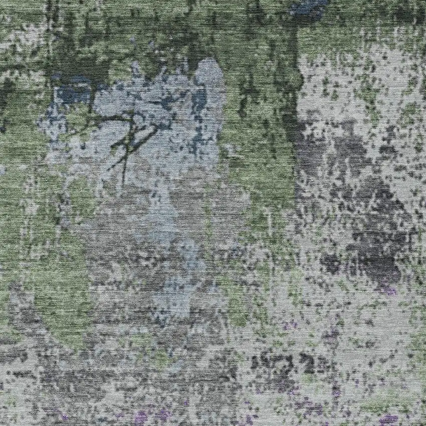 Fern Green And Ivory Abstract Washable Indoor Outdoor Area Rug Photo 7