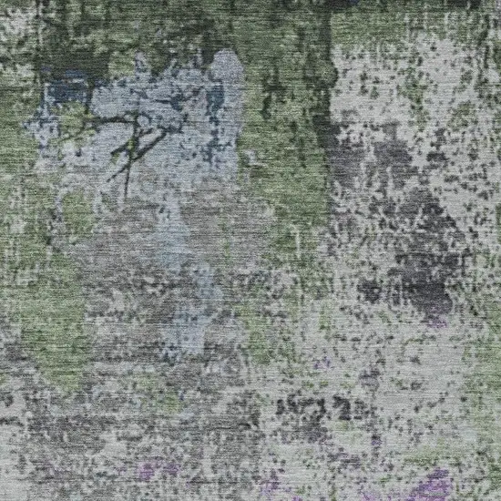 Fern Green And Ivory Abstract Washable Indoor Outdoor Area Rug Photo 3