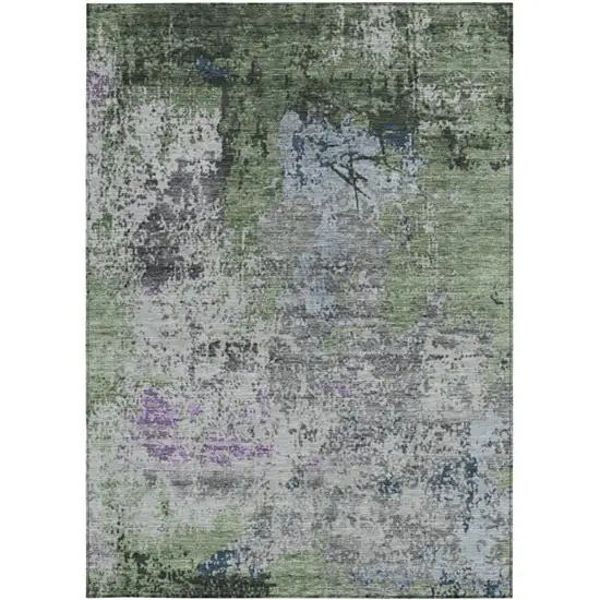 Fern Green And Ivory Abstract Washable Indoor Outdoor Area Rug Photo 4