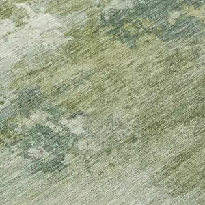 Photo of Fern Green And Ivory Abstract Washable Indoor Outdoor Area Rug