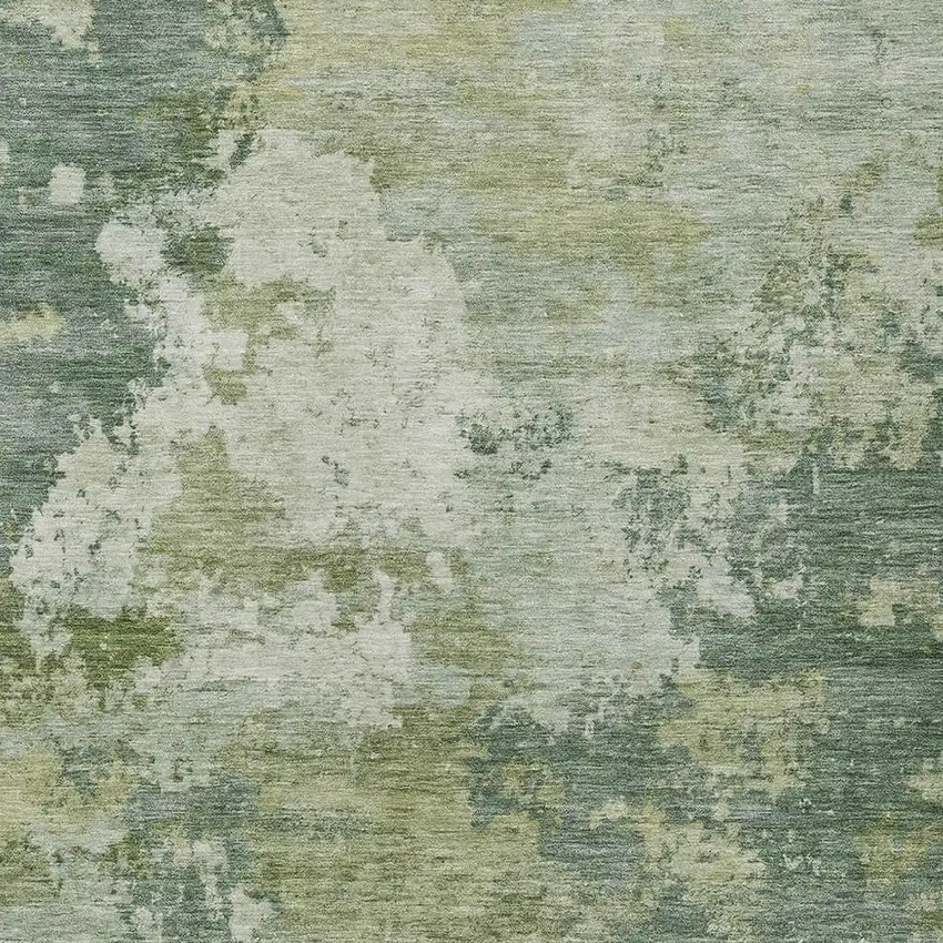Fern Green And Ivory Abstract Washable Indoor Outdoor Area Rug Photo 3