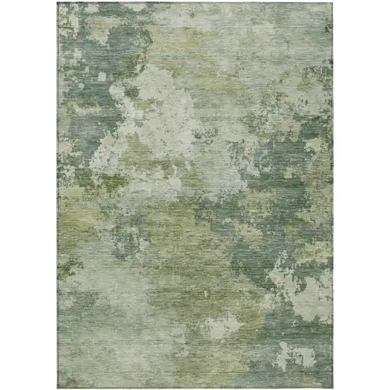 Fern Green And Ivory Abstract Washable Indoor Outdoor Area Rug Photo 8