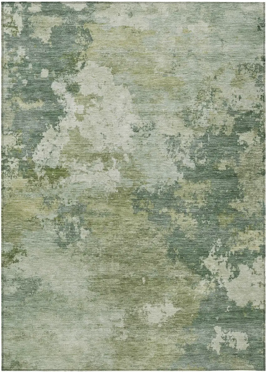 Fern Green And Ivory Abstract Washable Indoor Outdoor Area Rug Photo 8