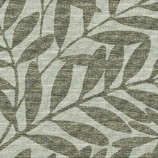 Fern Green And Ivory Botanical Leaves Washable Area Rug With UV Protection Photo 9
