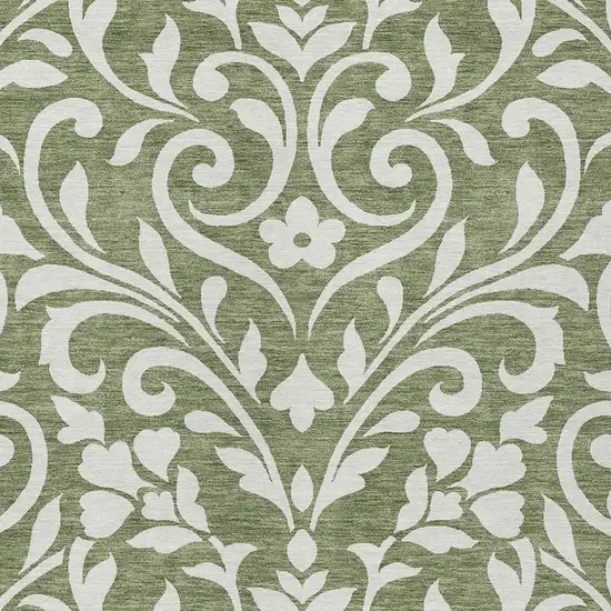 Fern Green And Ivory Floral Washable Indoor Outdoor Area Rug Photo 6