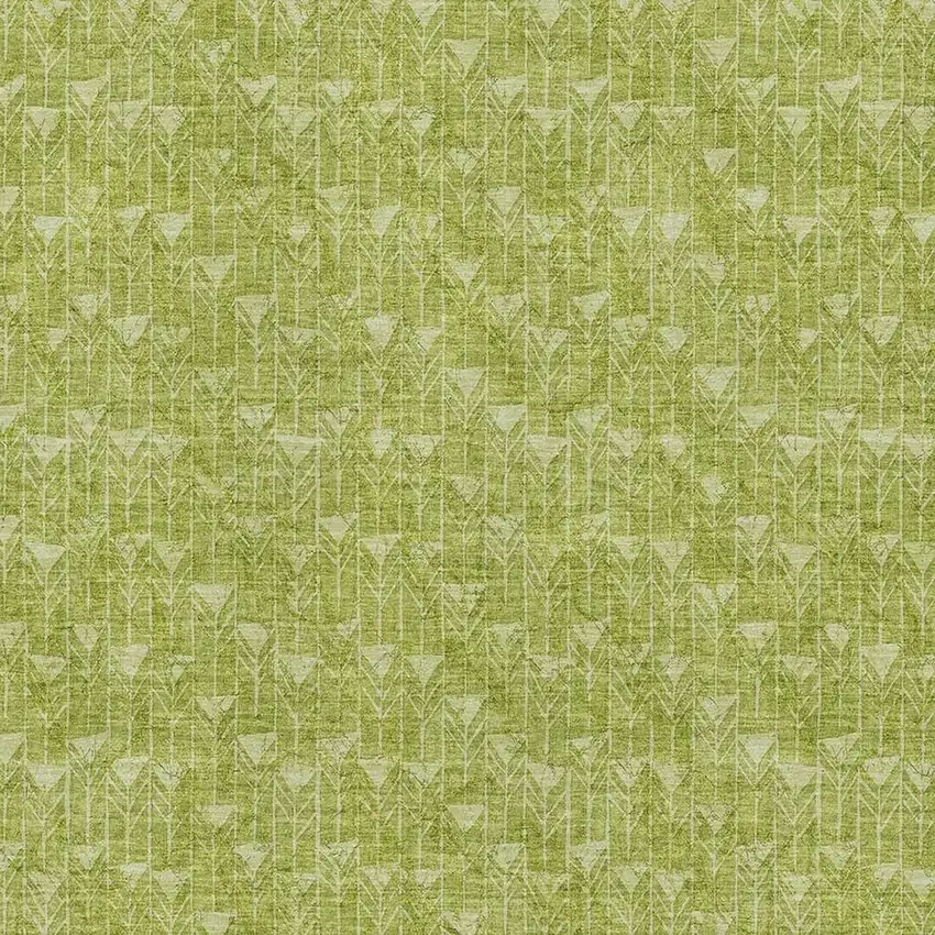 Fern Green And Ivory Geometric Washable Area Rug With UV Protection Photo 3