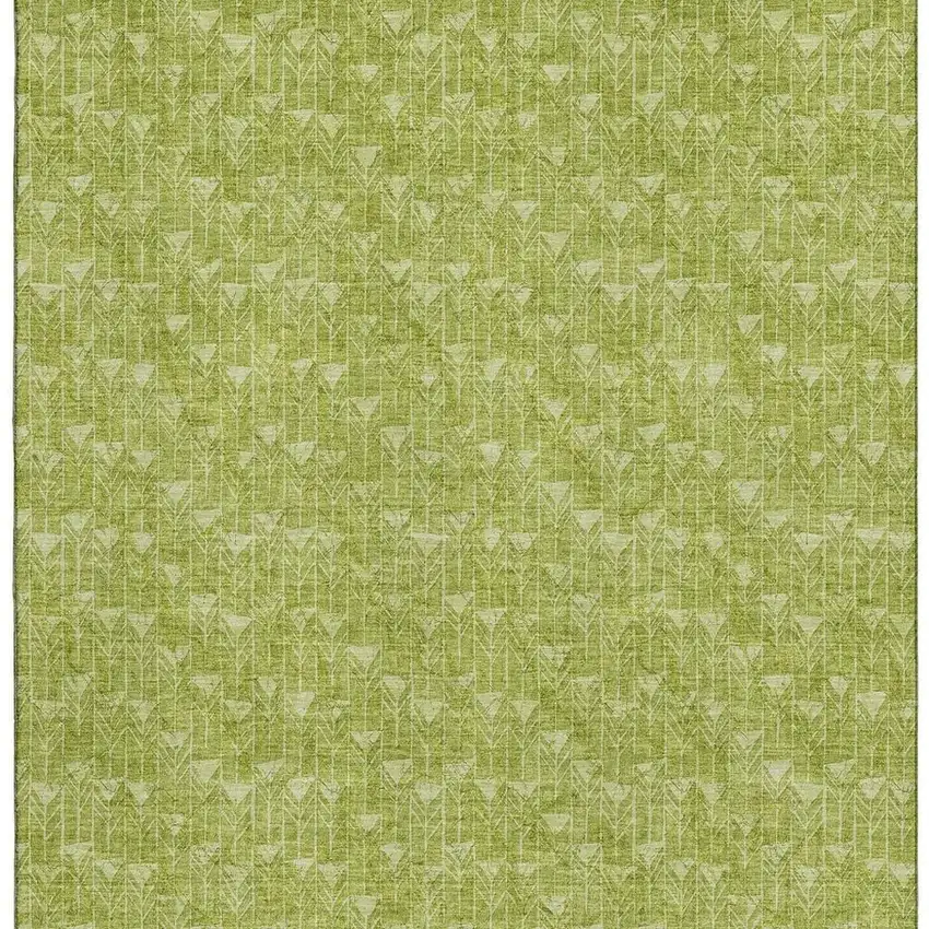 Fern Green And Ivory Geometric Washable Area Rug With UV Protection Photo 4