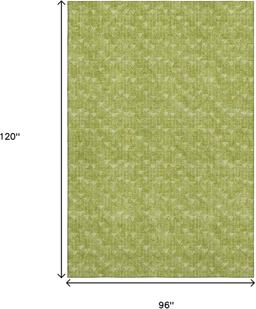 Fern Green And Ivory Geometric Washable Area Rug With UV Protection Photo 3