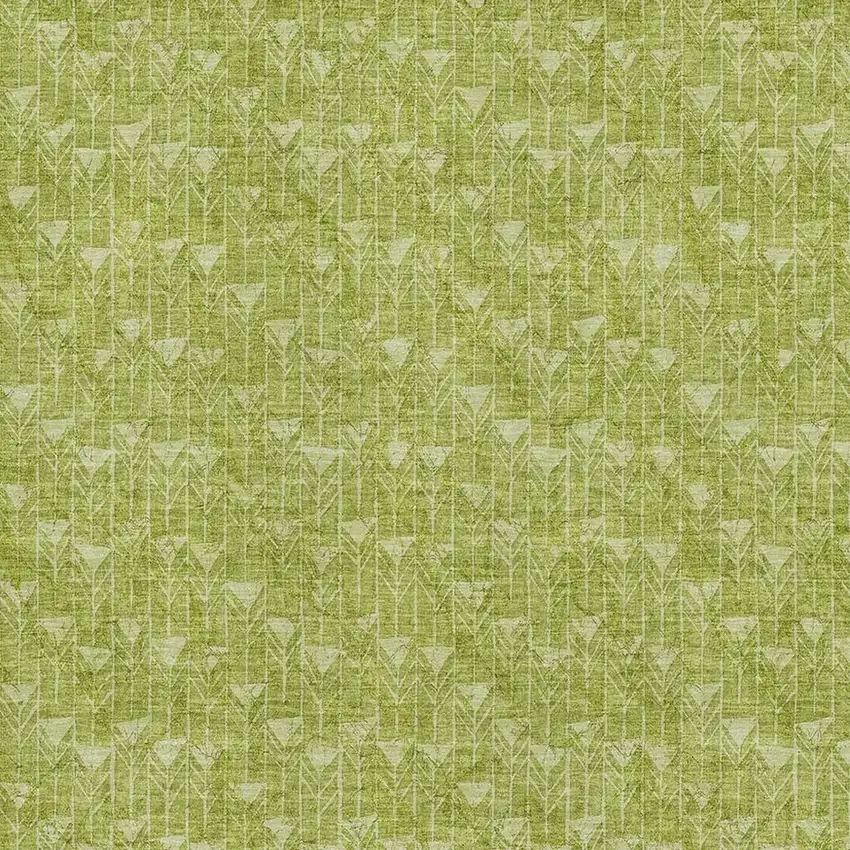 Fern Green And Ivory Geometric Washable Area Rug With UV Protection Photo 3