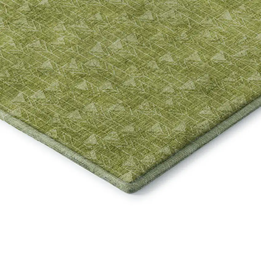 Fern Green And Ivory Geometric Washable Area Rug With UV Protection Photo 8