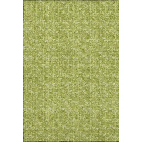 Fern Green And Ivory Geometric Washable Area Rug With UV Protection Photo 1