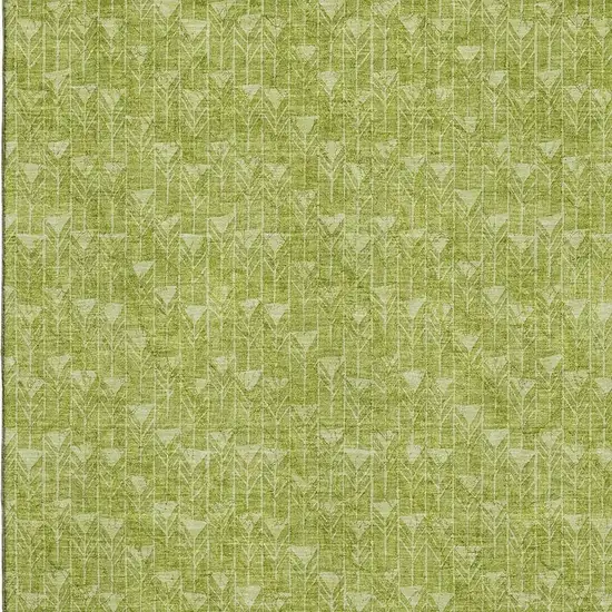 Fern Green And Ivory Geometric Washable Area Rug With UV Protection Photo 3