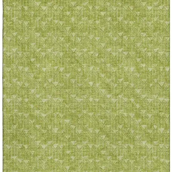 Fern Green And Ivory Geometric Washable Area Rug With UV Protection Photo 4