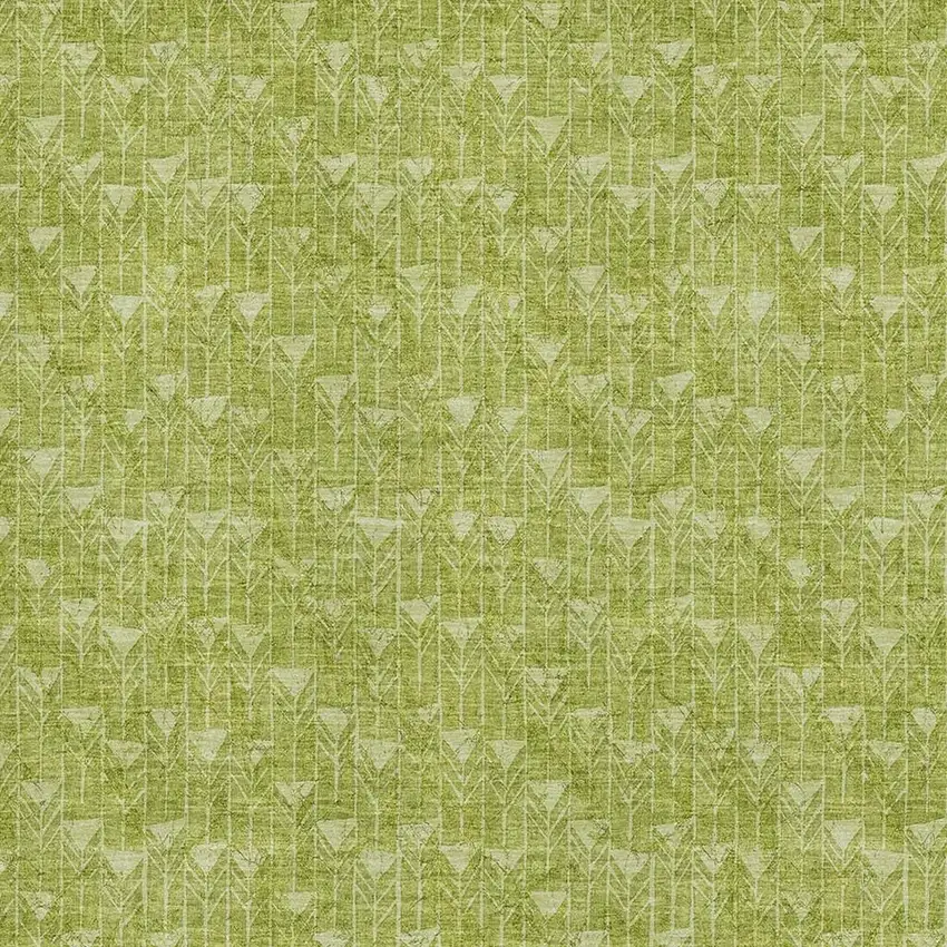 Fern Green And Ivory Geometric Washable Area Rug With UV Protection Photo 3