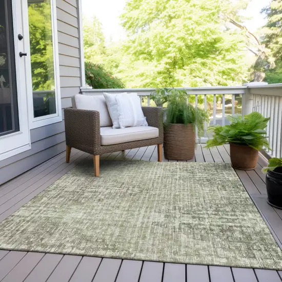 Fern Green And Ivory Geometric Washable Indoor Outdoor Area Rug Photo 8