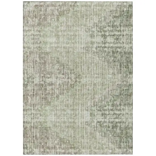 Fern Green And Ivory Geometric Washable Indoor Outdoor Area Rug Photo 1