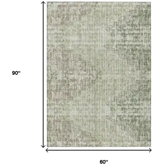 Fern Green And Ivory Geometric Washable Indoor Outdoor Area Rug Photo 9