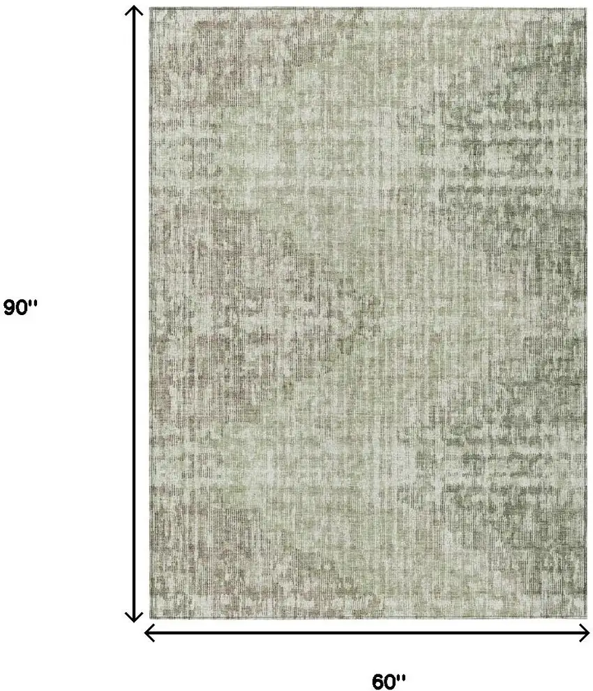 Fern Green And Ivory Geometric Washable Indoor Outdoor Area Rug Photo 9