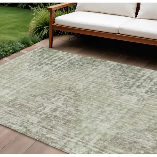 Fern Green And Ivory Geometric Washable Indoor Outdoor Area Rug Photo 2