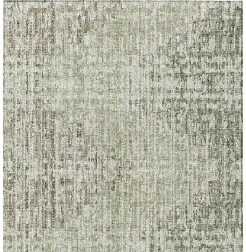 Fern Green And Ivory Geometric Washable Indoor Outdoor Area Rug Photo 4