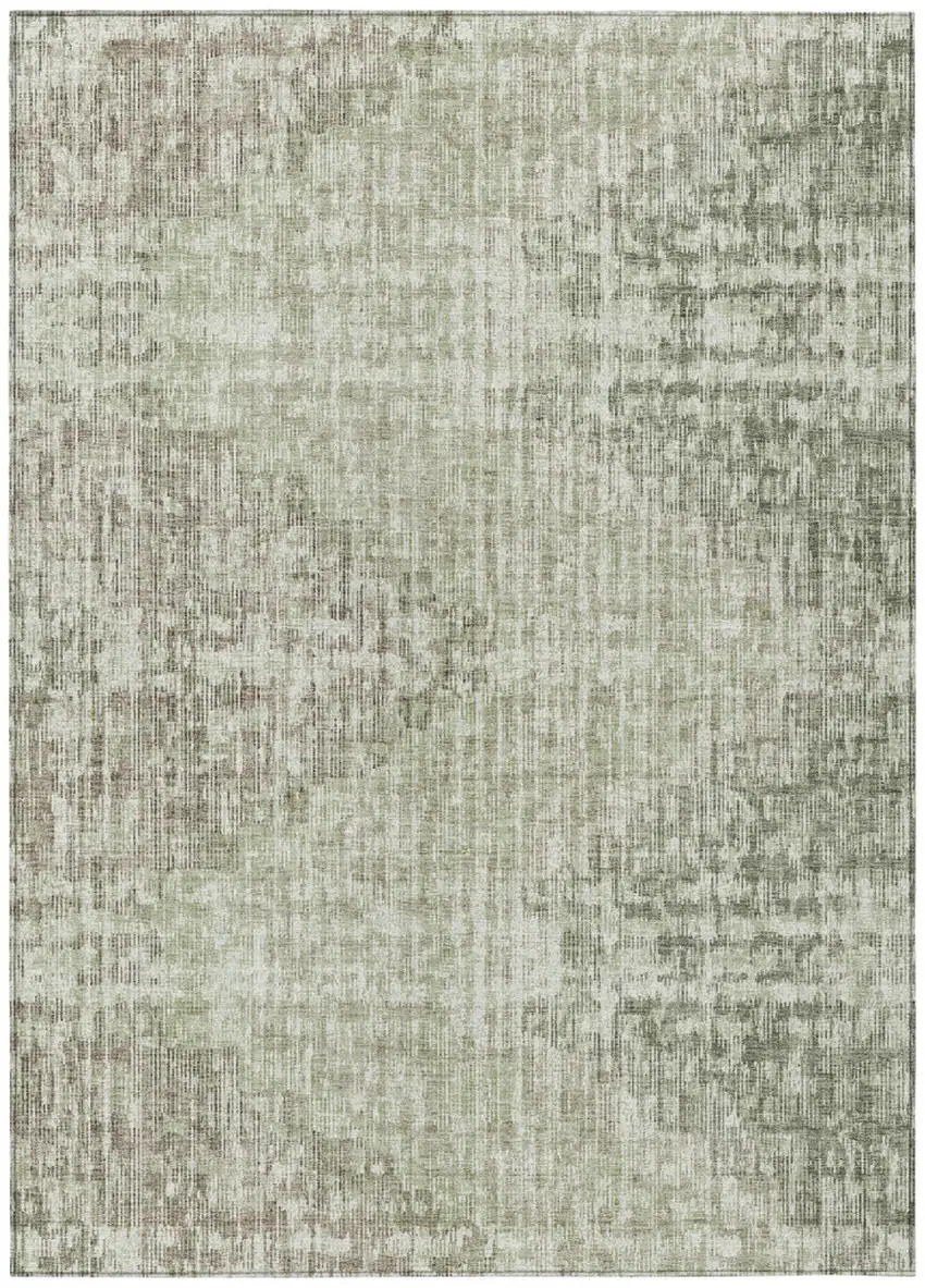 Fern Green And Ivory Geometric Washable Indoor Outdoor Area Rug Photo 1