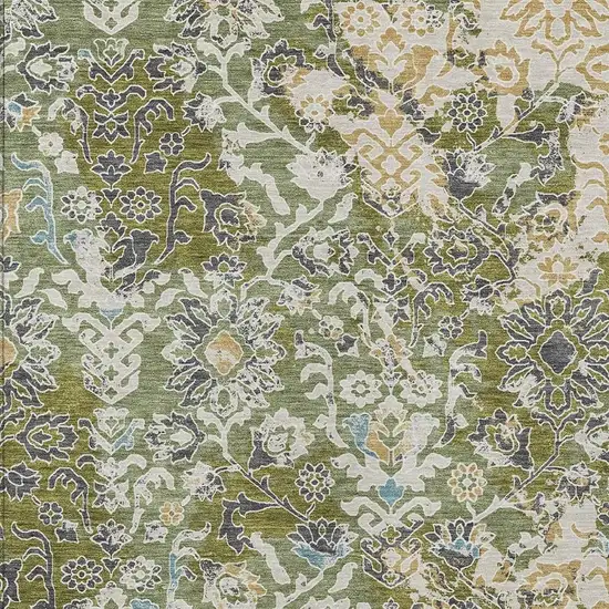 Fern Green And Ivory Geometric Washable Indoor Outdoor Area Rug Photo 2