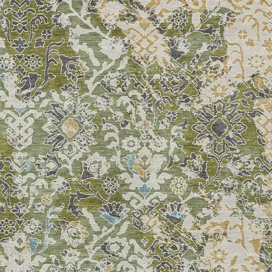 Fern Green And Ivory Geometric Washable Indoor Outdoor Area Rug Photo 2
